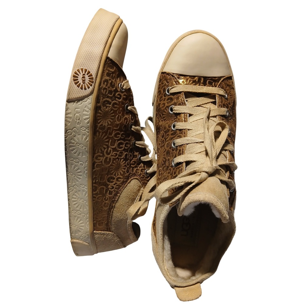 UGG Australia Womens Sneakers Shoes Brown Suede Embossed Logo Comfort Size 10‎ - Picture 9 of 9